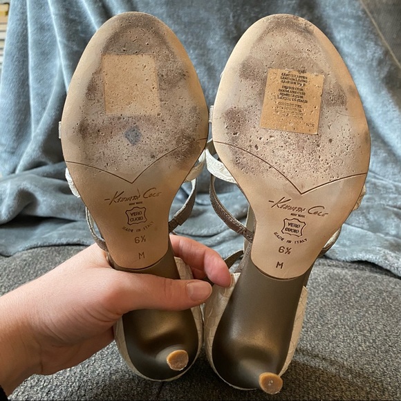 Kenneth Cole Strappy Leather Heels with Snakeskin Embossed Details - Picture 5 of 7